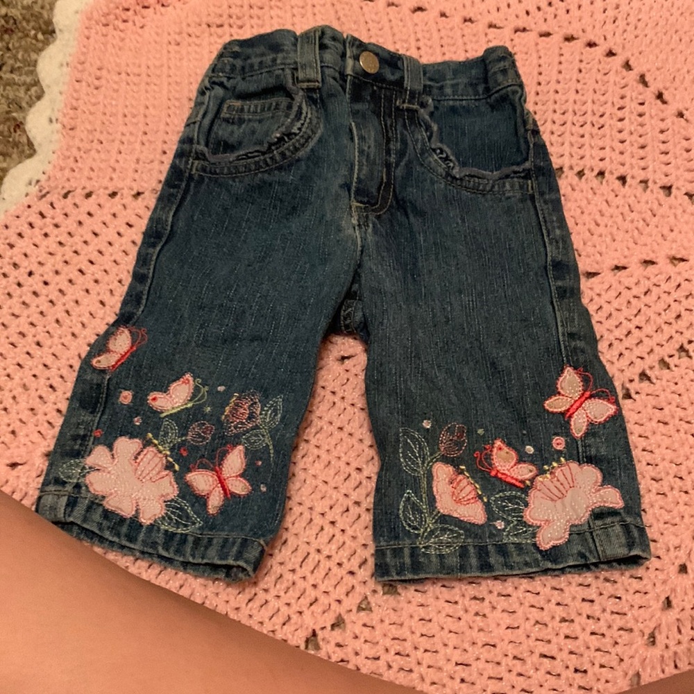 jeans with flowers and butterflies for 12 months